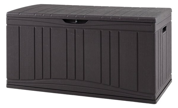 Costway Cassa per patio 300 l contenitore in hdpe impermeabile, Cassa per patio contenitore per attrezzi da giardinaggio Marrone
