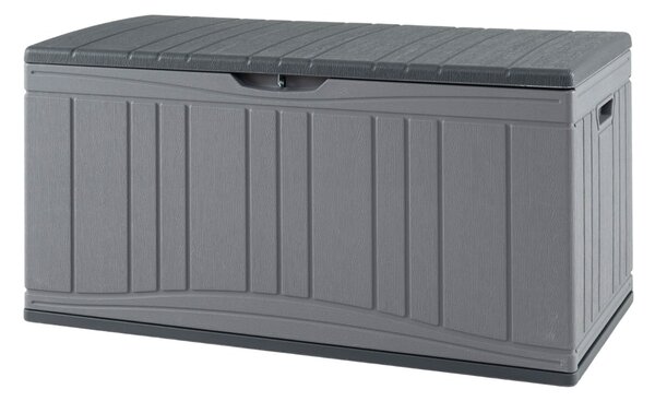 Costway Cassa per patio 300 l contenitore in hdpe impermeabile, Cassa per patio contenitore per attrezzi da giardinaggio Grigio