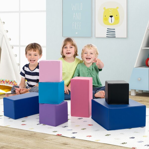 Costway Grandi blocchi di schiuma da costruzione per bambini, Set di 7 pezzi per impilare e arrampicarsi