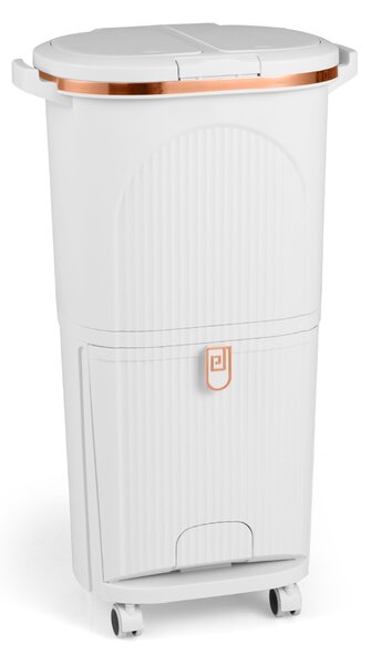 Costway Pattumiera cucina 38l coperchi bidone differenziata 2 secchi rimovibili, Pattumiera contenitore per rifiuti soggiorno Bianco