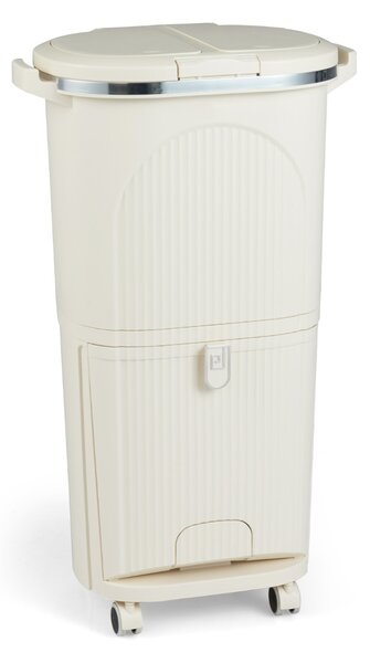 Costway Pattumiera cucina 38l coperchi bidone differenziata 2 secchi rimovibili, Pattumiera contenitore per rifiuti soggiorno Beige