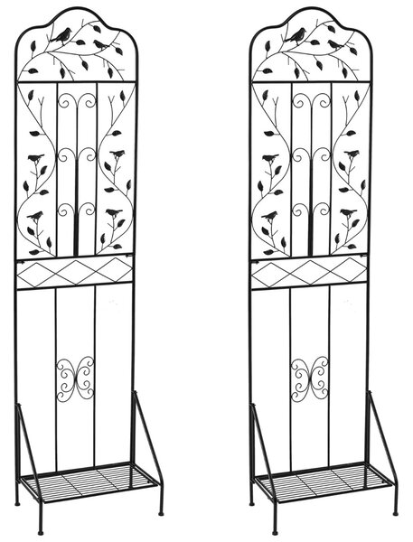 Costway Set di 2 graticci da giardino per piante rampicanti con ripiano pieghevole, Set di 2 recinzioni esterne per viti e fiori Nero