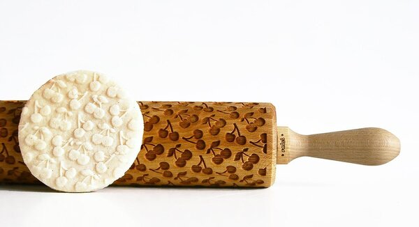Rullo per pasta in legno goffrato Cherries - Valek