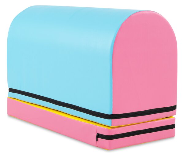 Costway Appetino per capriole mailbox scatola ginnastica ecopelle tappetino rimovibile maniglia casa palestra, Attrezzo sicuro e resistente per bambini 3-10 anni Azzurro