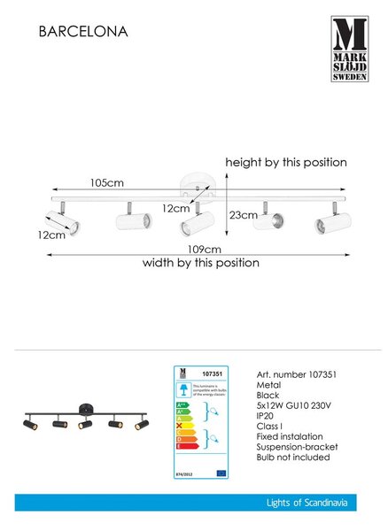 Apparecchio da soffitto nero Barcelona - Markslöjd