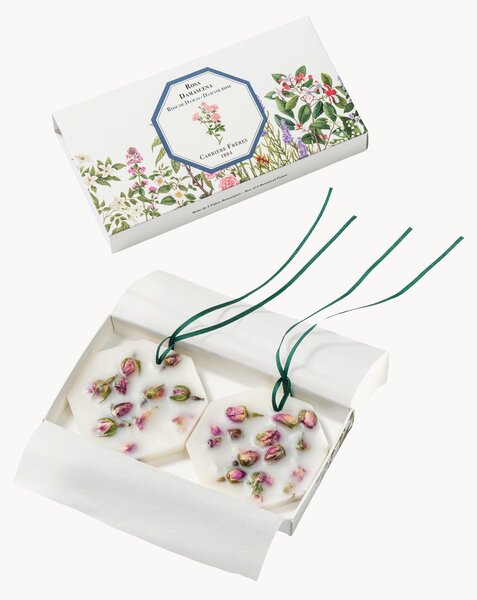 Set di 2 candele profumate botaniche Damask Rose (floreale, delicato, miele)
