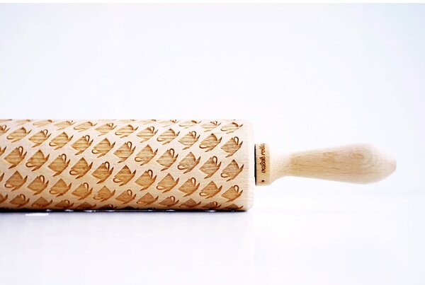Rullo per pasta in legno goffrato Tea Cups - Valek