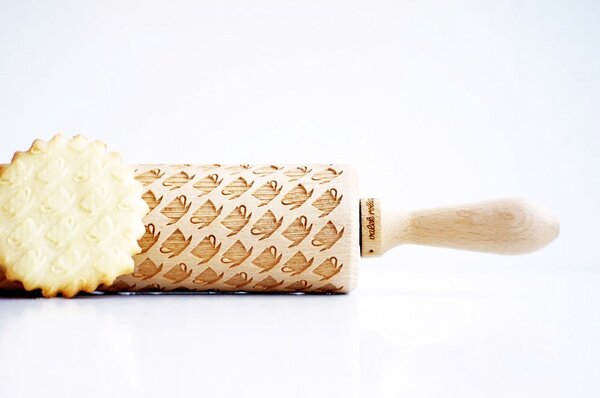 Rullo per pasta in legno goffrato Tea Cups - Valek