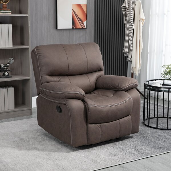 HOMCOM Poltrona Relax con Reclinazione Manuale e Poggiapiedi, 97x99x96cm, Marrone|Aosom