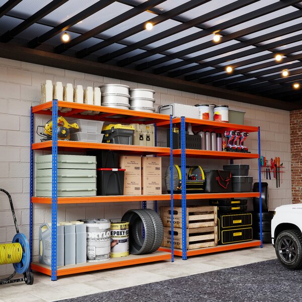 Costway Scaffale in metallo a 4 ripiani regolabili larga 181 cm organizzatore deposito pesante 2400 kg, Mensola utilitaria per casa cucina garage seminterrato