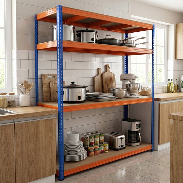 Costway Scaffale in metallo a 4 ripiani regolabili larga 181 cm organizzatore deposito pesante 2400 kg, Mensola utilitaria per casa cucina garage seminterrato