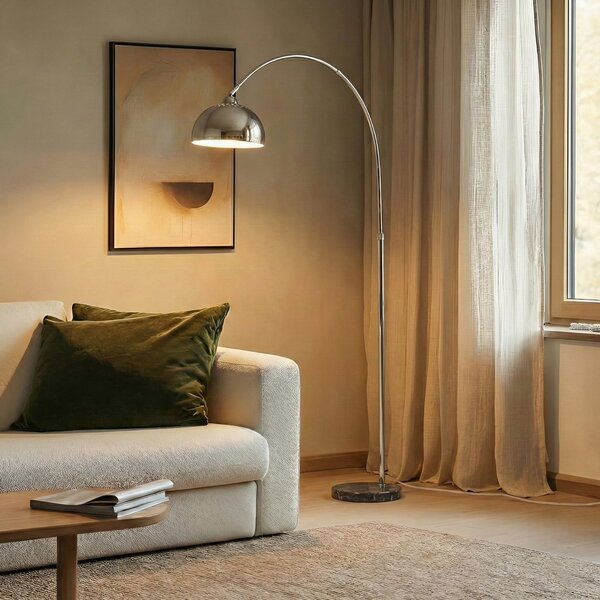 Lampada da terra Lindby, Tonka, Metallizzato, Soggiorno, Metallo, Moderno