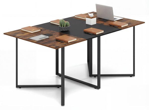 Costway Tavolo da conferenza 180 cm 180x100x76,5 cm 6-8 persone 2 passacavi, Postazione lavoro industriale grande per ufficio sala riunioni