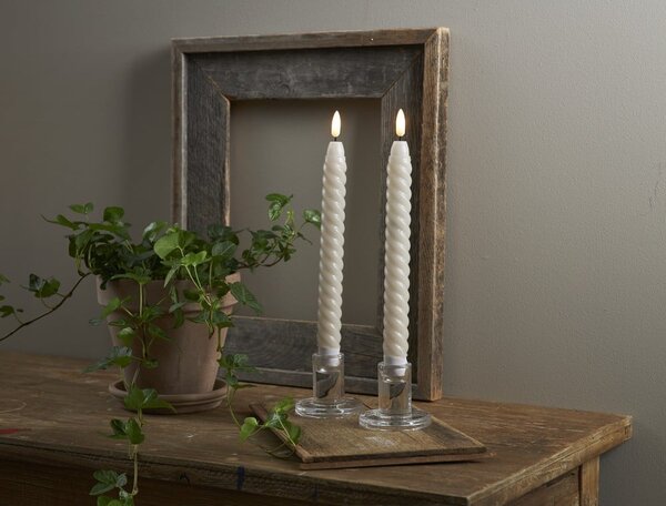 Set di 2 candele LED in cera beige, altezza 25 cm Flamme Swirl Antique - Star Trading