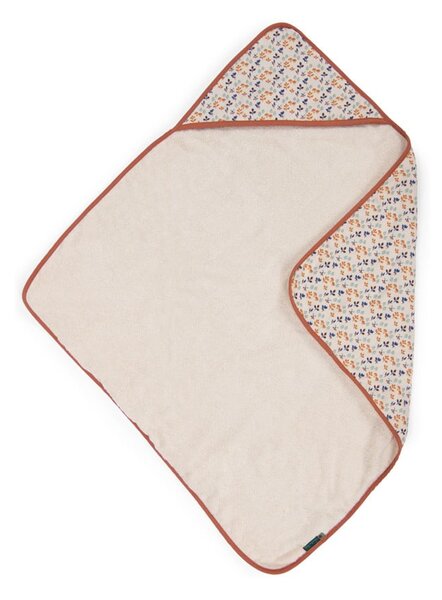 Asciugamano con cappuccio da bambini color crema in cotone 80x80 cm Pomme des Bois – Moulin Roty