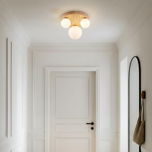 Plafoniera Lindby, Mori, dimmerabile, Legno, Soggiorno, Moderno