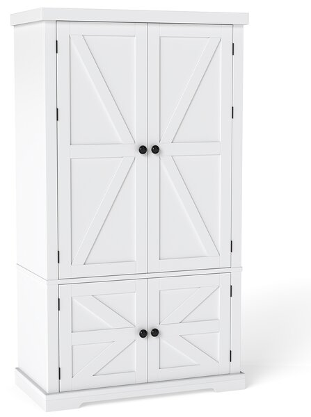 Costway Mobile dispensa 4 ante 6 ripiani ante 5 ripiani regolabili moderno indipendente, Armadio da terra per cucina sala da pranzo soggiorno 139 cm