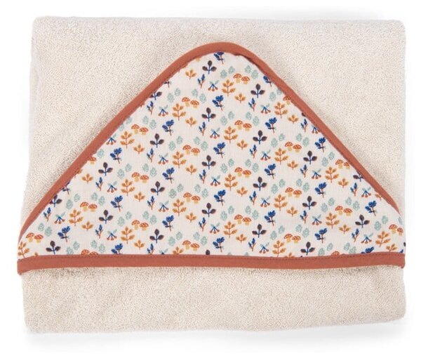 Asciugamano con cappuccio da bambini color crema in cotone 80x80 cm Pomme des Bois – Moulin Roty