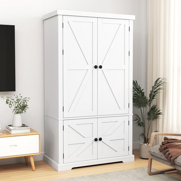 Costway Mobile dispensa 4 ante 6 ripiani ante 5 ripiani regolabili moderno indipendente, Armadio da terra per cucina sala da pranzo soggiorno 139 cm