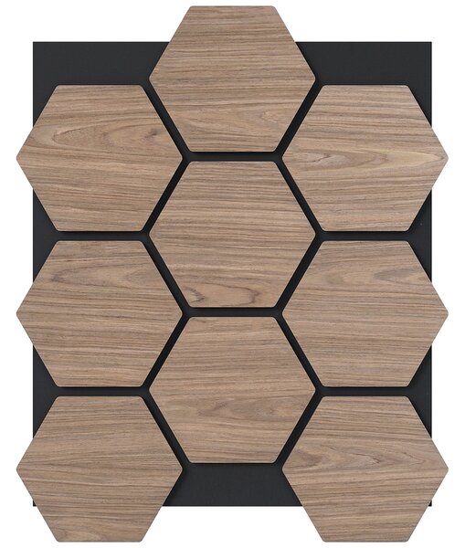 Costway Set 4 pannelli acustici 81x66cm 9 tavolette esagonali legno fonoassorbenti, Pannelli fonoisolanti pareti soffitti decorazione