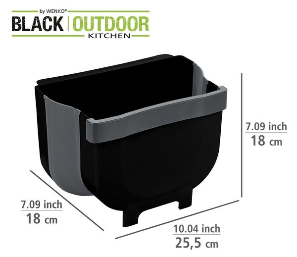 Cestino nero sospeso , 5 l Black Outdoor Kitchen Fago - Wenko
