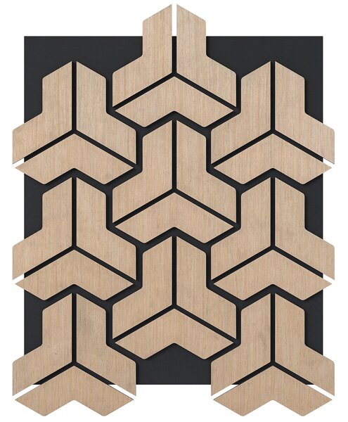 Costway Set 4 pannelli acustici 83x65cm 27 tavole legno irregolari fonoassorbenti, Pannelli riduzione rumore decorazione soffitto parete