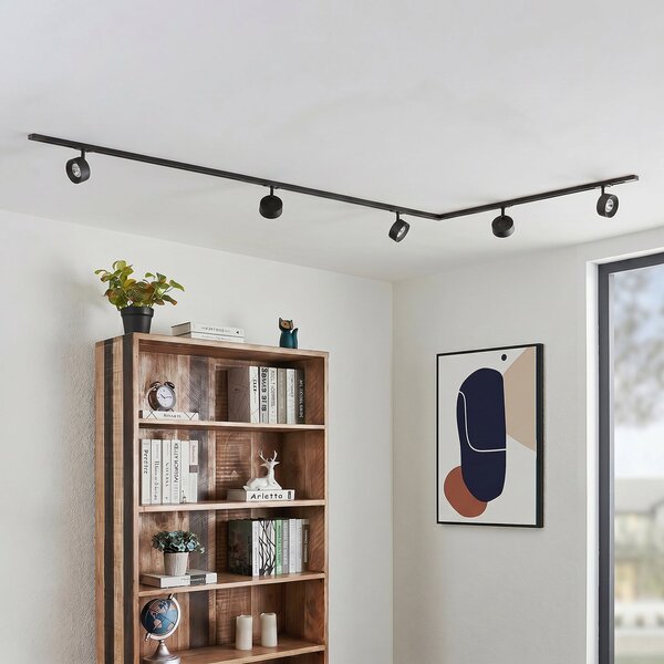 Plafoniera Lindby, Linaro, Nero, Studio / Ufficio, Metallo, Moderno