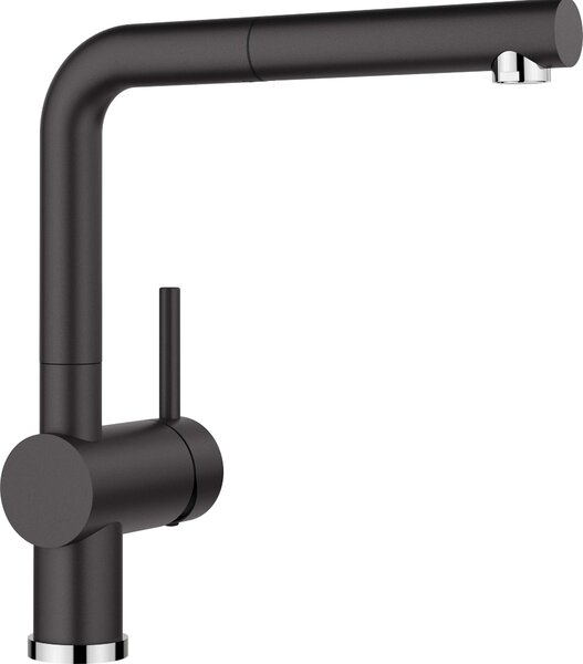 BLANCO 526148 Rubinetto LINUS-S in Silgranit nero con leva di comando a destra / Miscelatore monocomando / Miscelatore