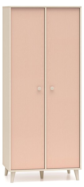Armadio per bambini Mevel 80x51x190 cm, colore a scelta, 2 ante: Sabbia del deserto / Rosa Millennial