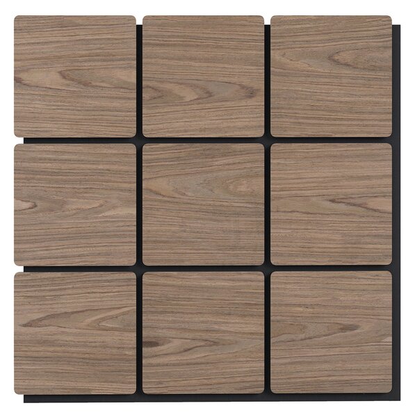Costway Set 4 pannelli acustici 62x62cm 9 tavole legno quadrate assorbente sonoro, Pannelli riduzione rumore decorazione soffitto parete