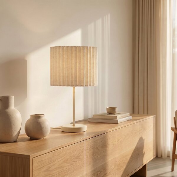 Lampade da tavolo Lindby, Libbie, Beige, Soggiorno, Tessuto / Tessile