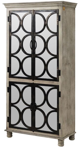 MASSIVMOEBEL24 | HERMITAGE #017 Vetrina in legno di mango - laccato / grigio 97x45x190