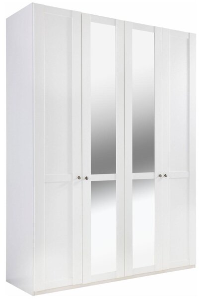 Armadio Newport ad ante battenti Armadio 4 ante 180x58x208cm specchio bianco