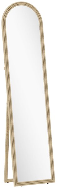 HOMCOM Specchio da Terra e Parete a Figura Intera con Cavalletto, Effetto Pietra e Forma ad Arco, 40x160 cm, Beige | Aosom Italy