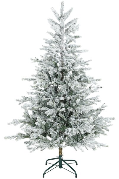 Albero di Natale Innevato Alto 150 cm con 828 Rami e Base in Metallo Verde