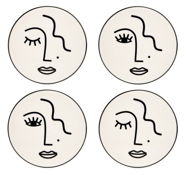 Set di 4 sottobicchieri in porcellana Faccia astratta Abstract Faces - Sass & Belle