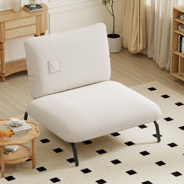 Costway Poltrona oversize soggiorno seduta extra larga tasca portaoggetti metallica, Poltrona robusta 250kg divano pigro moderno camera ufficio Beige