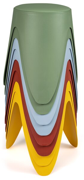 Costway Sgabello impilabile 8 pz plastica 46 cm senza schienale portatile, Sgabello senza montaggio scuola aula soggiorno sala pranzo casa ufficio
