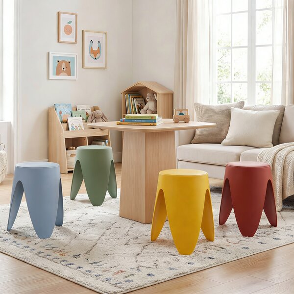 Costway Sgabello impilabile 8 pz plastica 46 cm senza schienale portatile, Sgabello senza montaggio scuola aula soggiorno sala pranzo casa ufficio