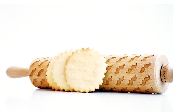 Rullo per pasta in legno goffrato Mustache - Valek