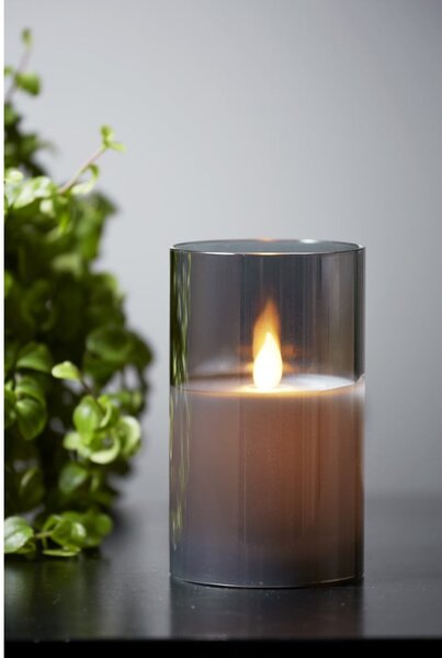 Candela di cera a LED grigia in vetro, altezza 12,5 cm M-Twinkle - Star Trading