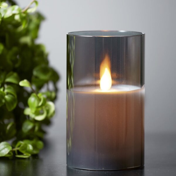 Candela di cera a LED grigia in vetro, altezza 12,5 cm M-Twinkle - Star Trading