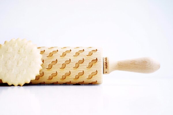 Rullo per pasta in legno goffrato Mustache - Valek
