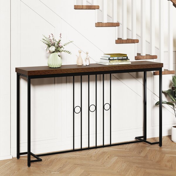 Costway Tavolo consolle industriale 140cm base h piano ampio stretto, Tavolo ingresso dietro divano pranzo soggiorno camera corridoio