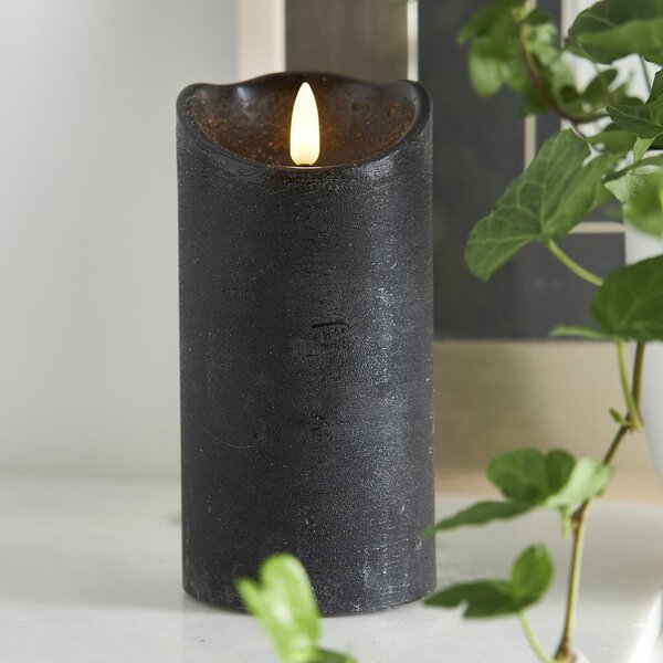 Candela LED in cera nera, altezza 15 cm Flamme Rustic - Star Trading