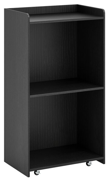 Costway Leggio mobile legno podio presentazione 2 ripiani conservazione ruote universali, Leggio computer portatile chiesa ufficio scuola 105cm Nero