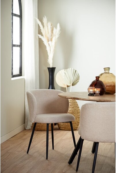 Sedia da pranzo beige in imbottito Elyna – Light & Living