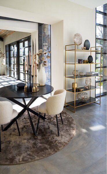 Sedia da pranzo beige in imbottito Elyna – Light & Living