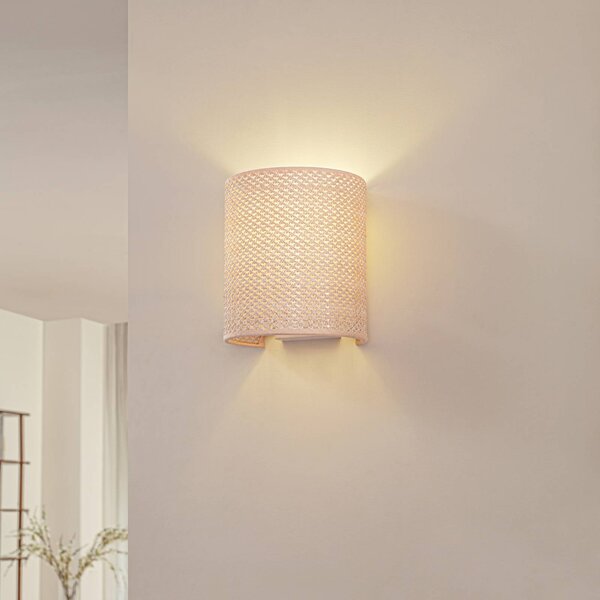 Applique da parete Soula Lindby, dimmerabile, Crema / Ambra, Soggiorno / Sala da pranzo, Plastica, Campagna / Rustiche, Applique