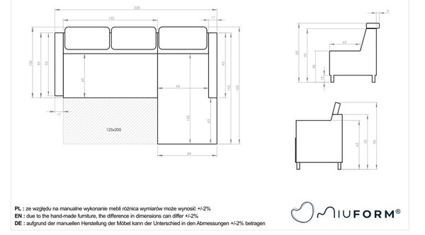 Divano letto angolare grigio chiaro (angolo destro) Sweet Harmony - Miuform